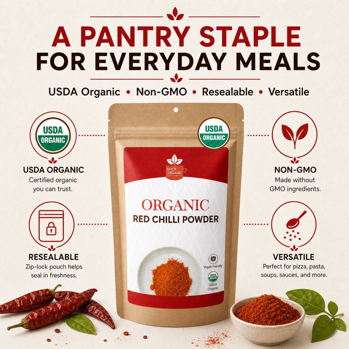 Organic Red Chili Powder – Bold Heat for Curries & Marinades