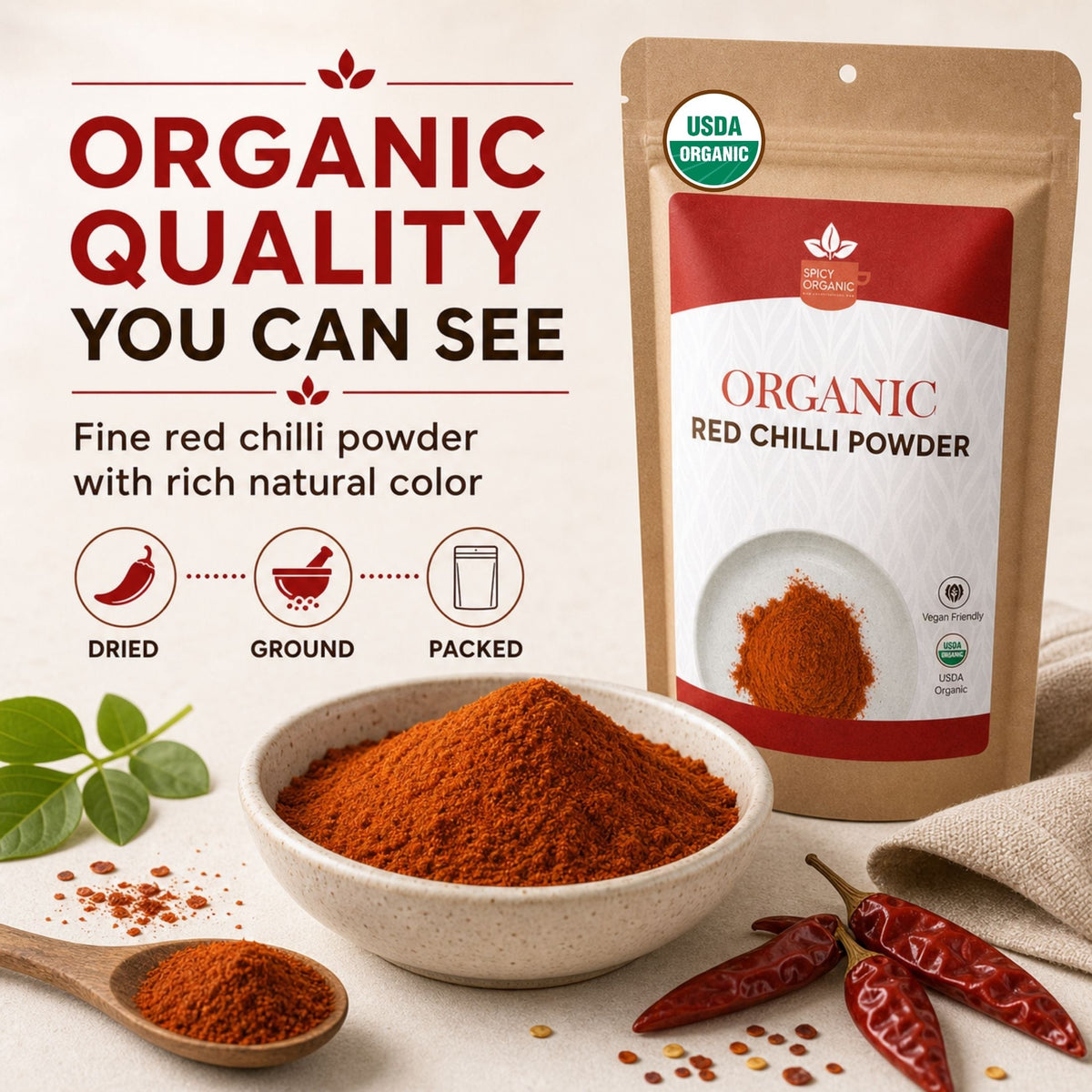 Organic Red Chili Powder – Bold Heat for Curries & Marinades