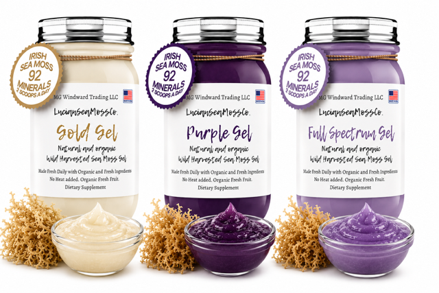 Organic Pure Sea Moss Gel Bundle: Gold, Purple, Full Spectrum