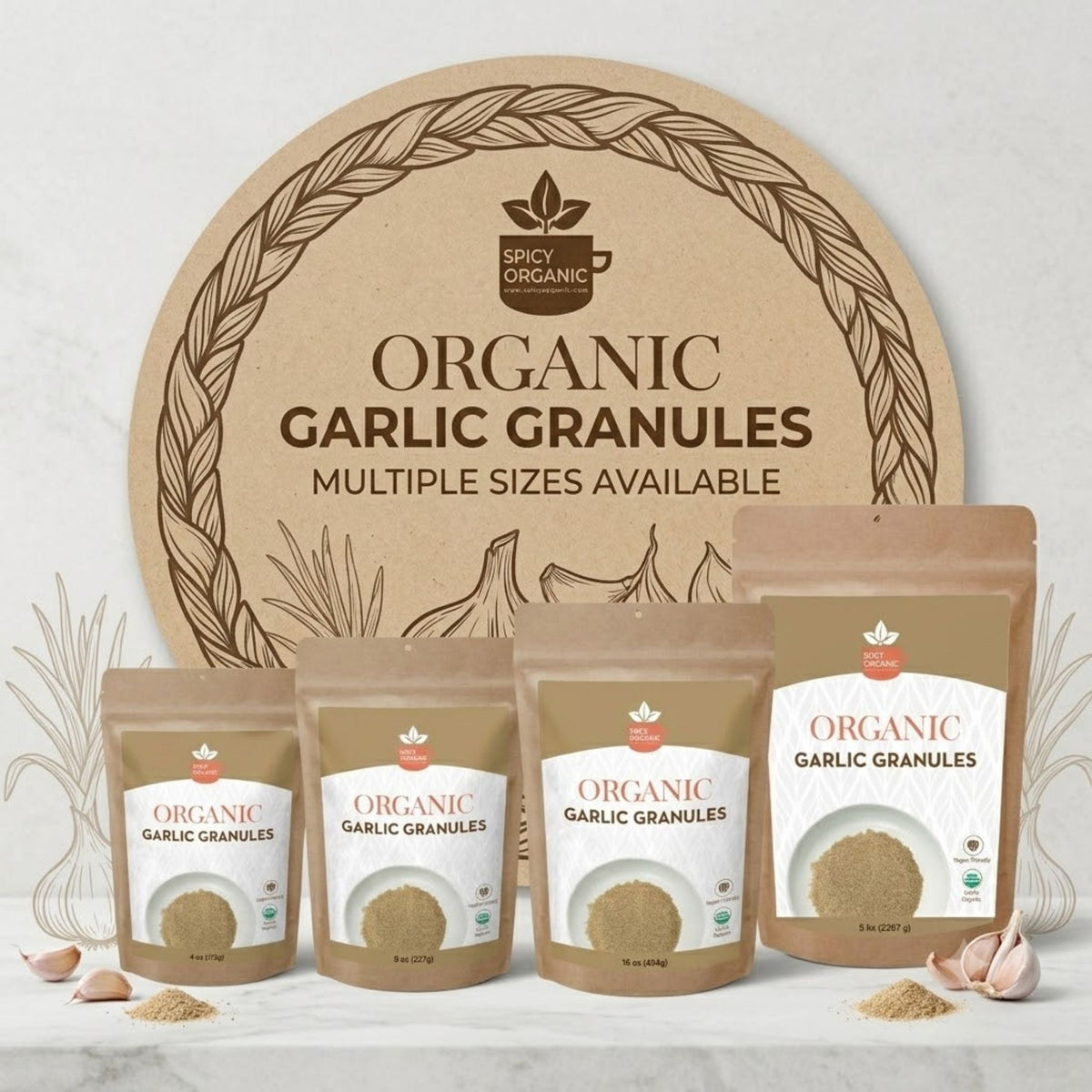 Organic Garlic Granules – For Marinades, Rubs & Roasting