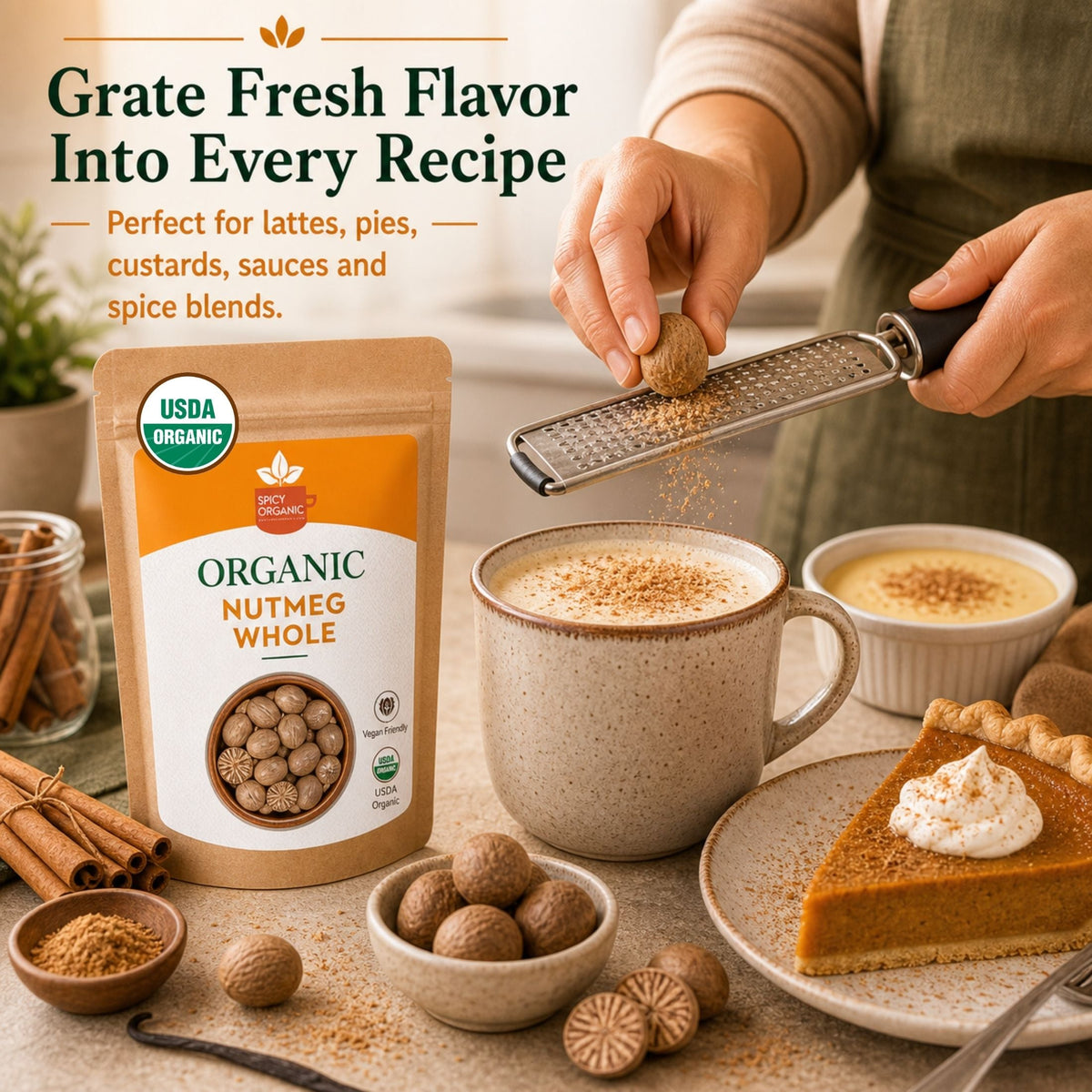 Organic Whole Nutmeg – Grate Fresh for Baking & Chai