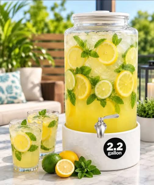 2.2 Gallon Glass Beverage Dispenser with Spigot