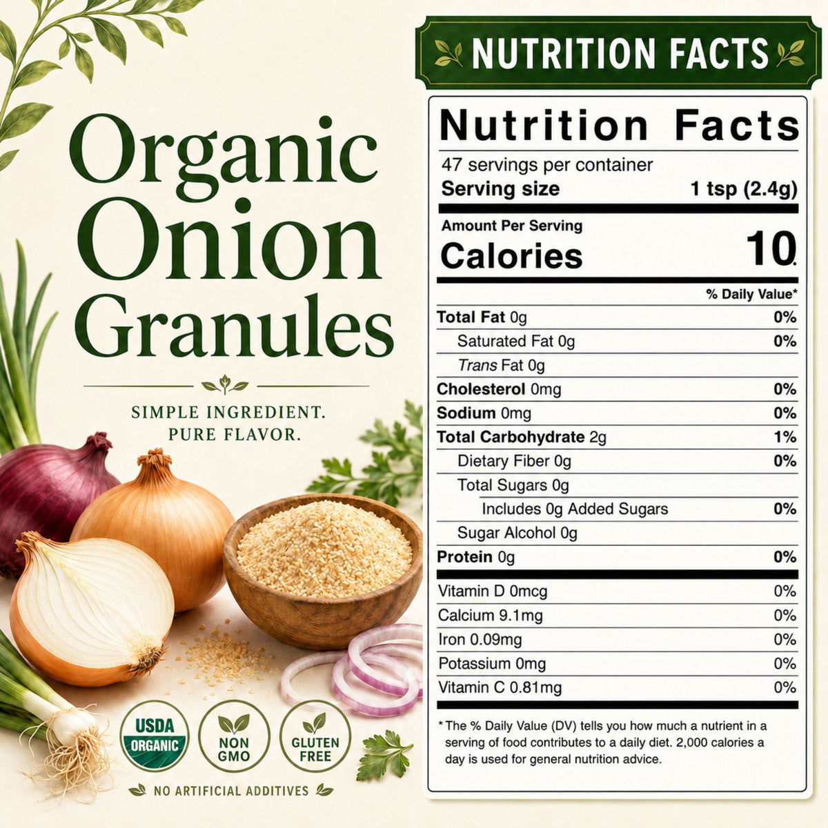 Organic Onion Granules – For Marinades, Rubs & Slow Cooking