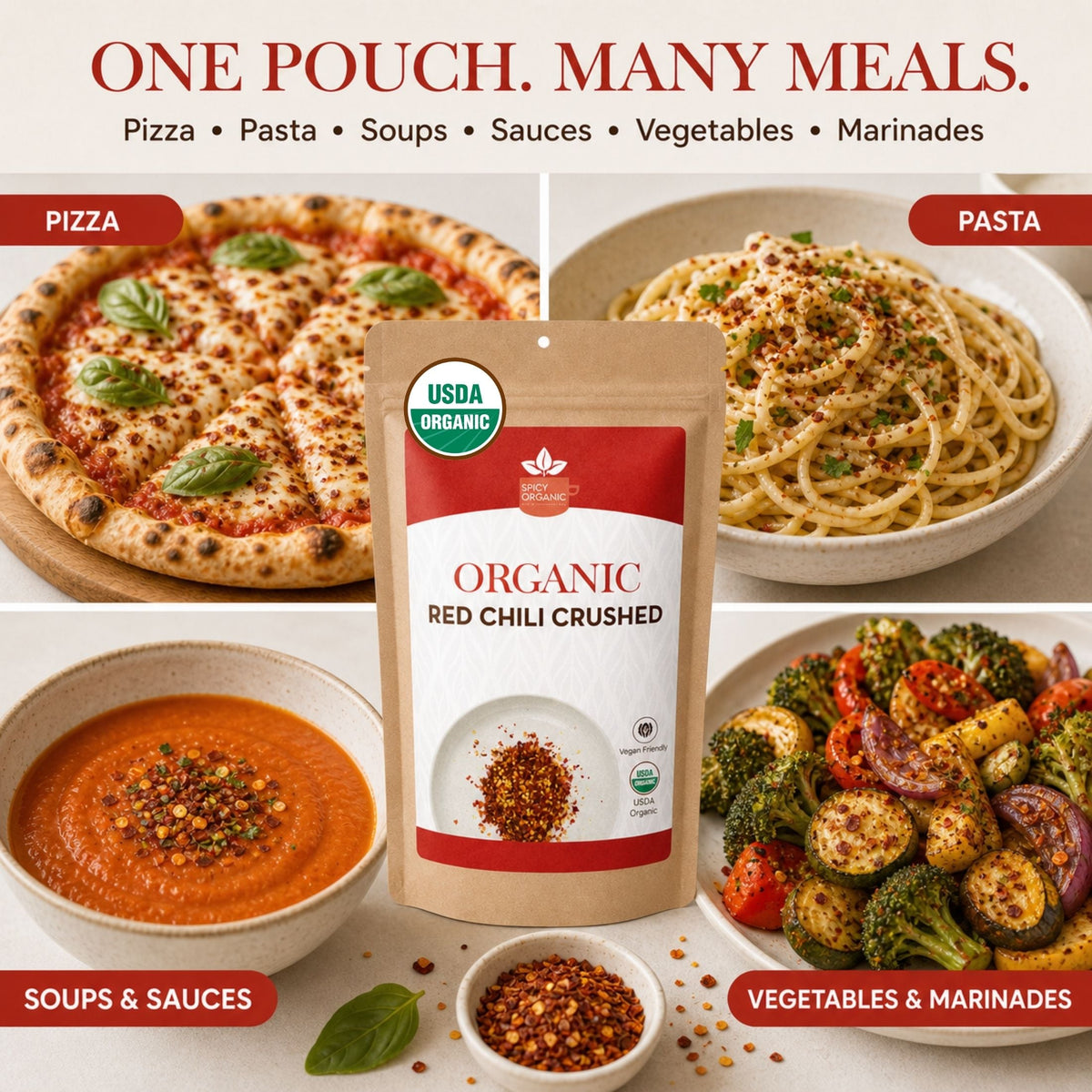 Organic Red Chili Flakes – For Pizza, Curries & Blends