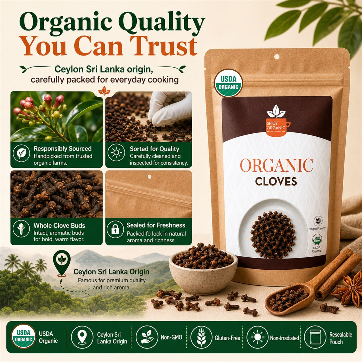 Organic Whole Cloves – For Mulled Wine, Biryani & Spiced Tea