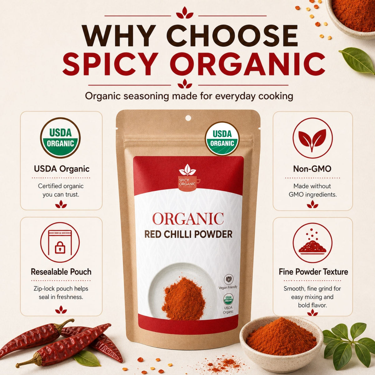Organic Red Chili Powder – Bold Heat for Curries & Marinades