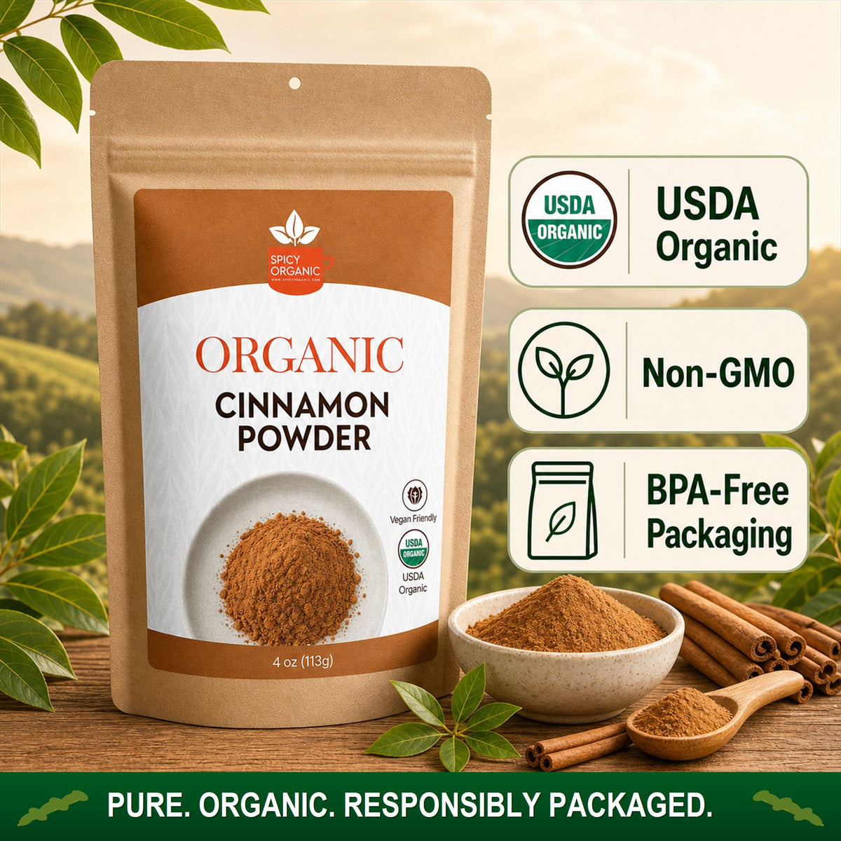 Organic Cassia Cinnamon Powder – For Chai, Oatmeal & Baking