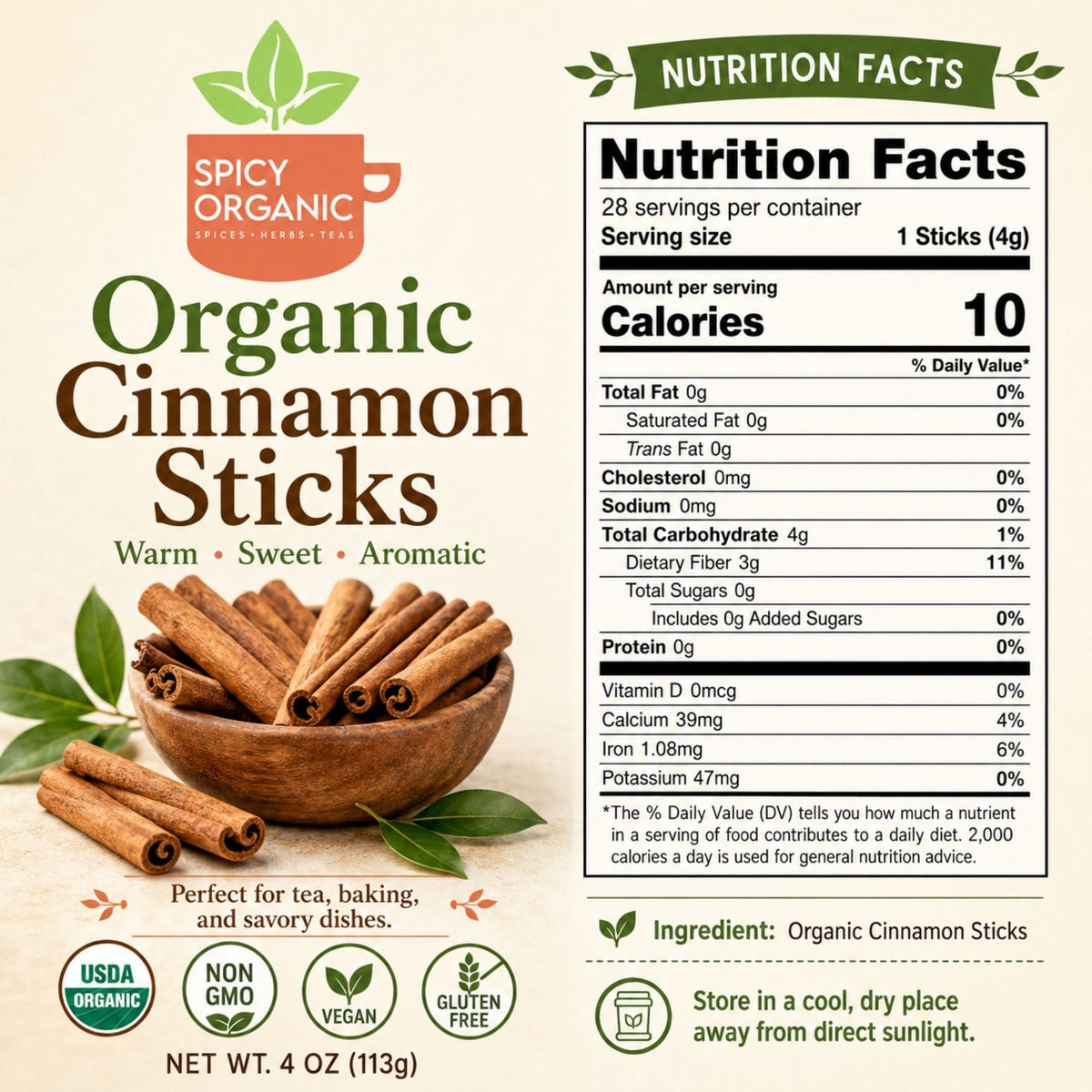 Organic Cassia Cinnamon Sticks – For Chai & Mulled Wine