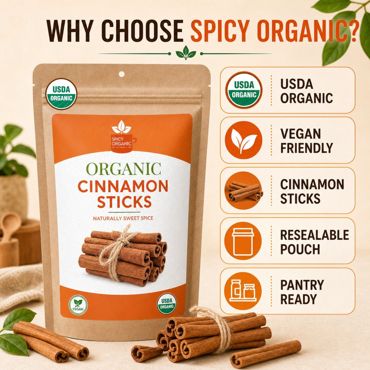 Organic Cassia Cinnamon Sticks – For Chai & Mulled Wine