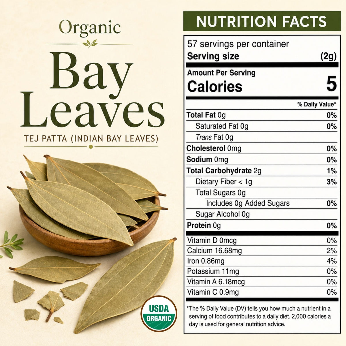 Organic Bay Leaves – Whole, for Soups & Slow Cooking