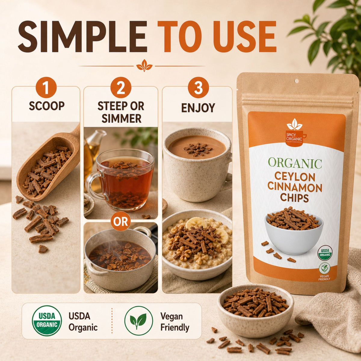 Organic Ceylon Cinnamon Chips – For Tea, Grinding & Mulling