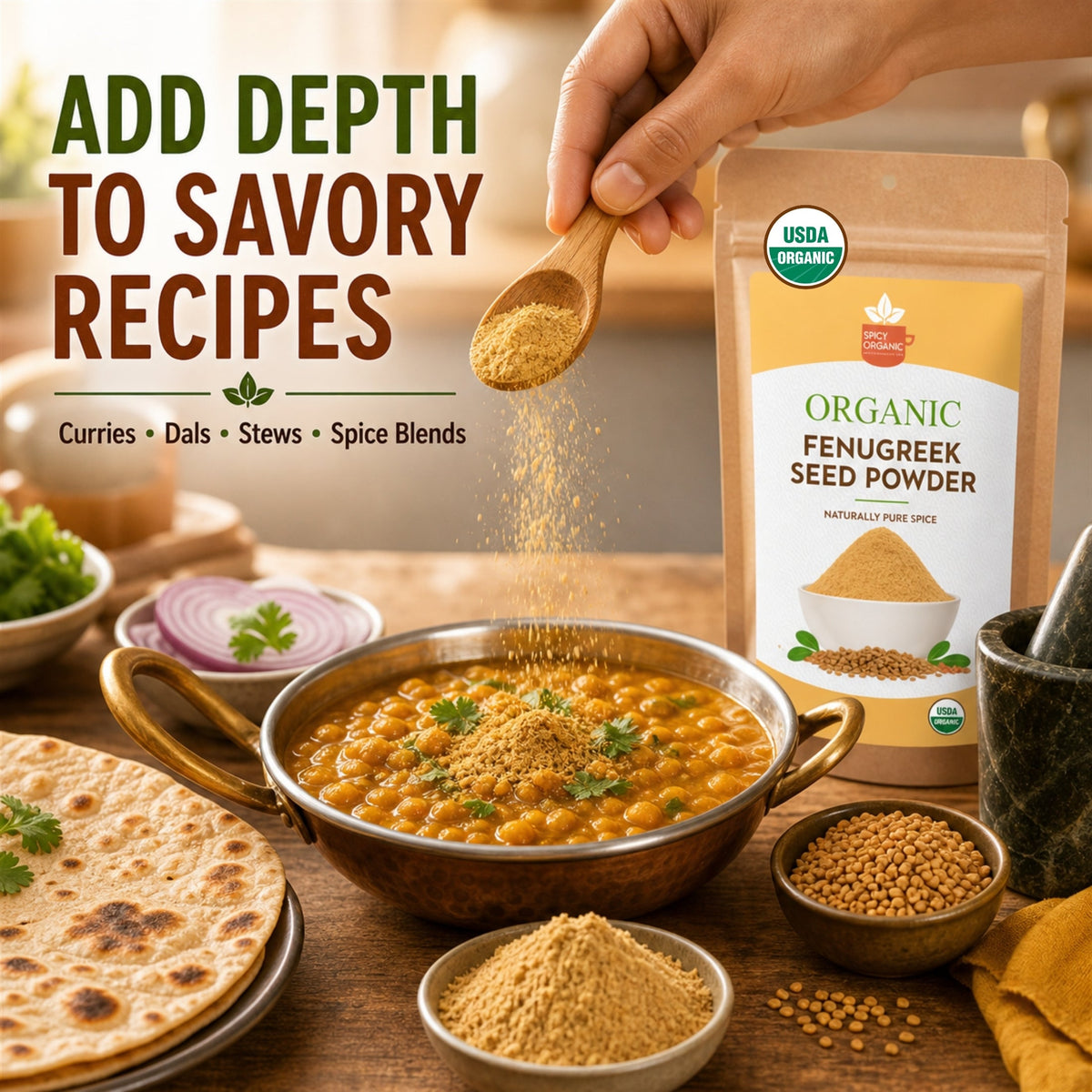 Organic Fenugreek Powder – Ground Methi for Curries & Tea