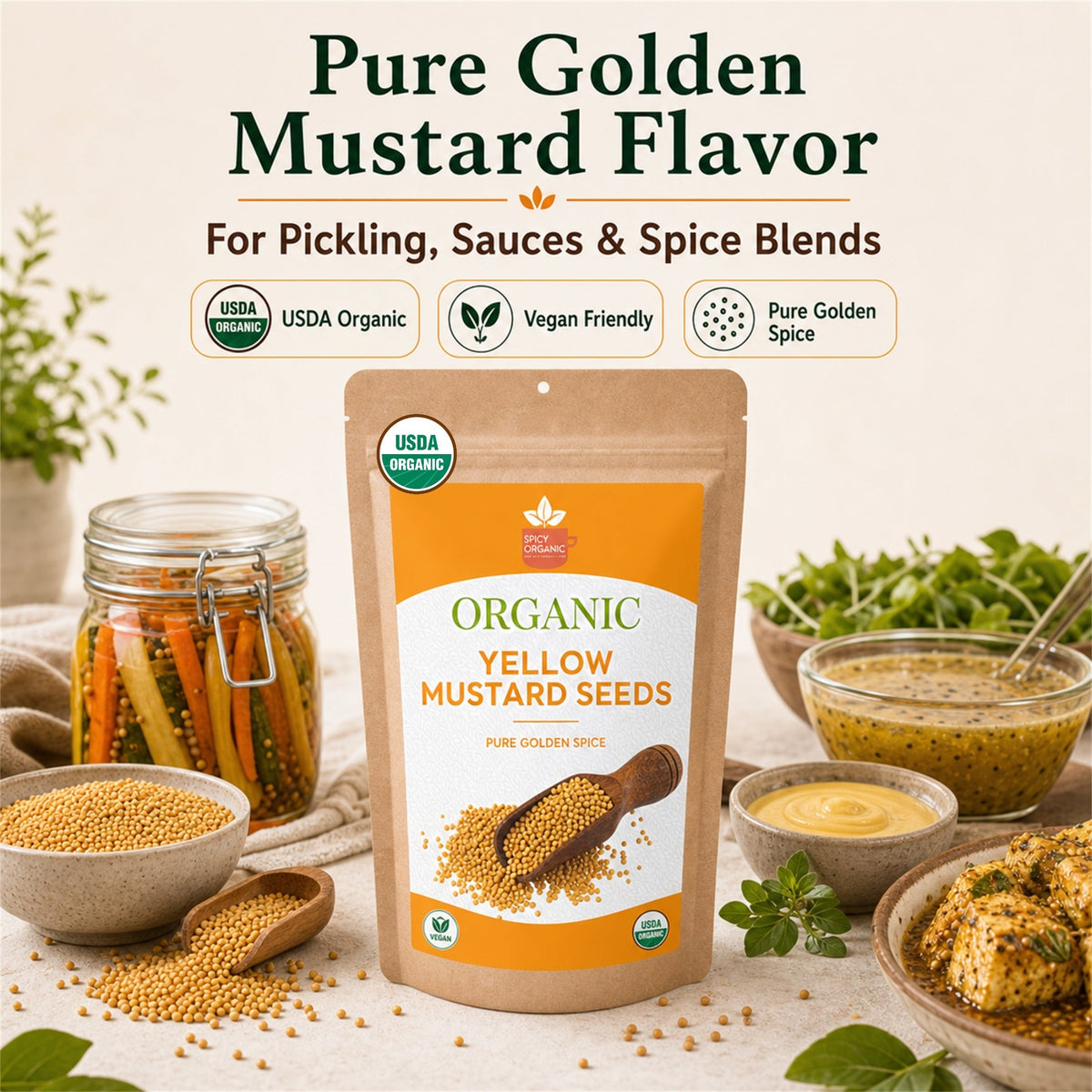 Organic Yellow Mustard Seeds – For Pickling & Cooking