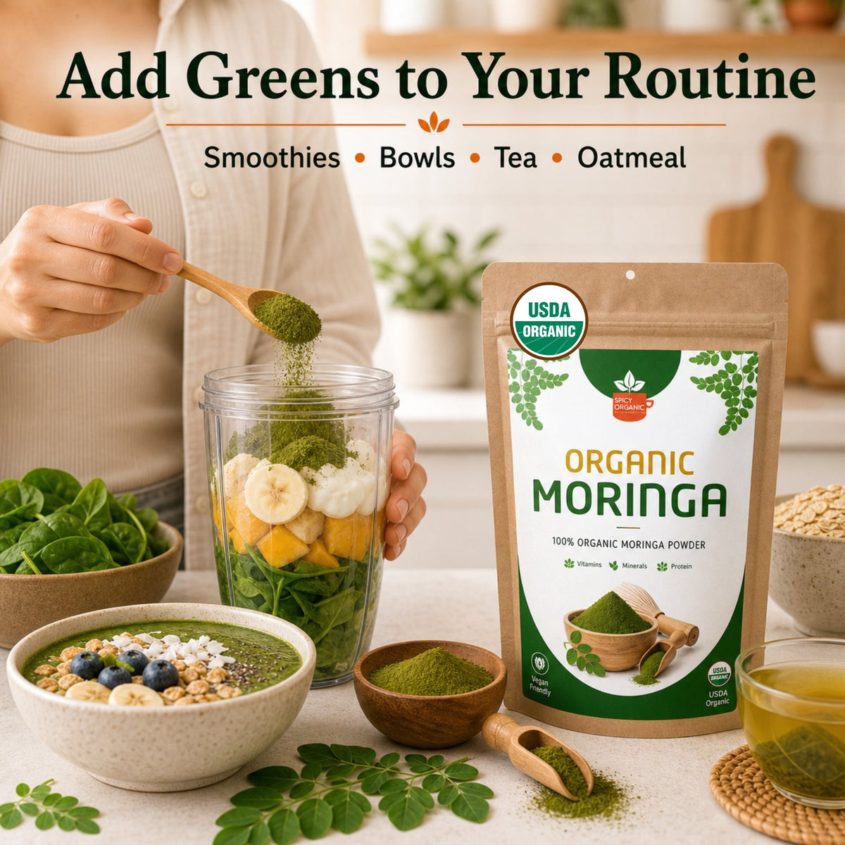 Organic Moringa Powder – For Smoothies & Golden Milk