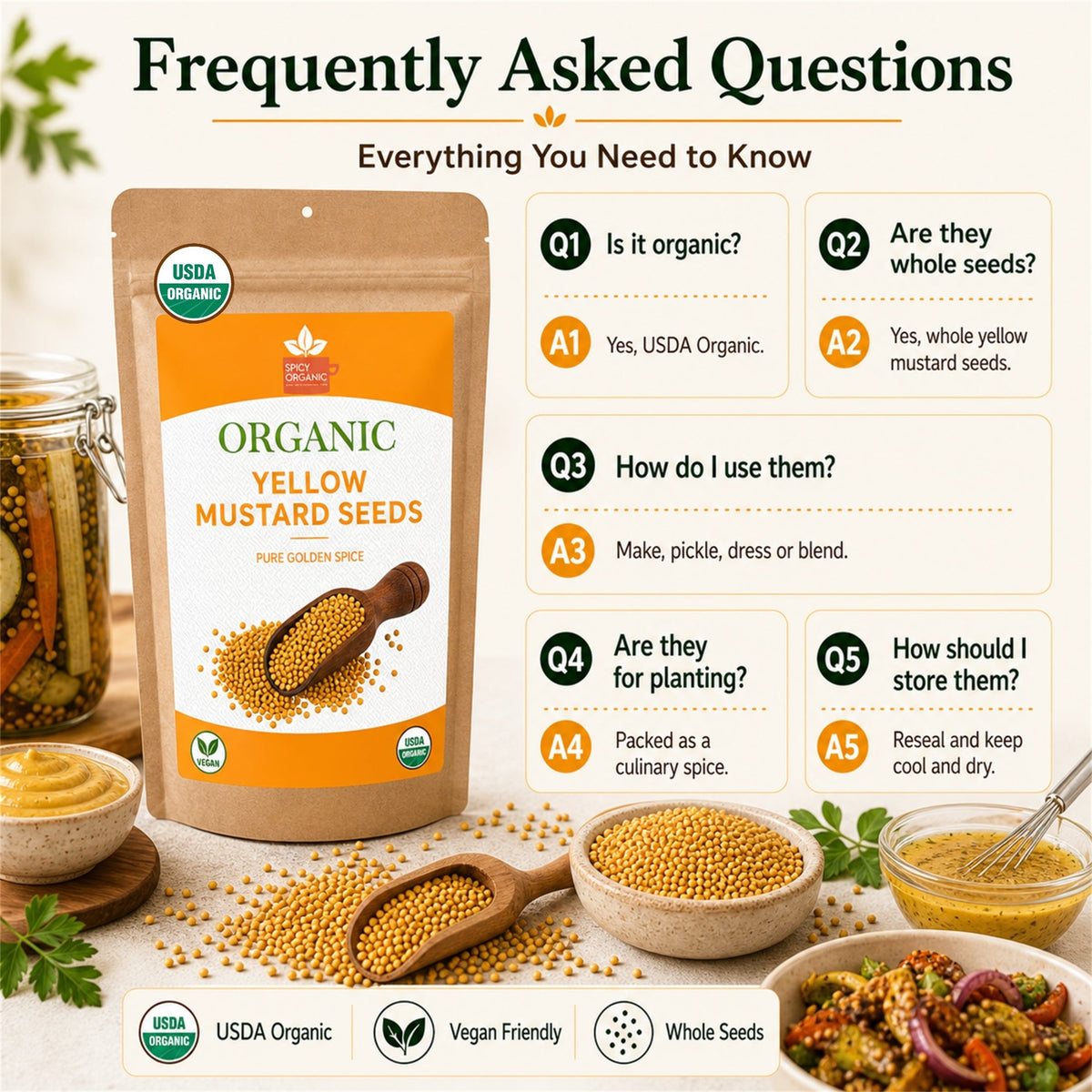 Organic Yellow Mustard Seeds – For Pickling & Cooking