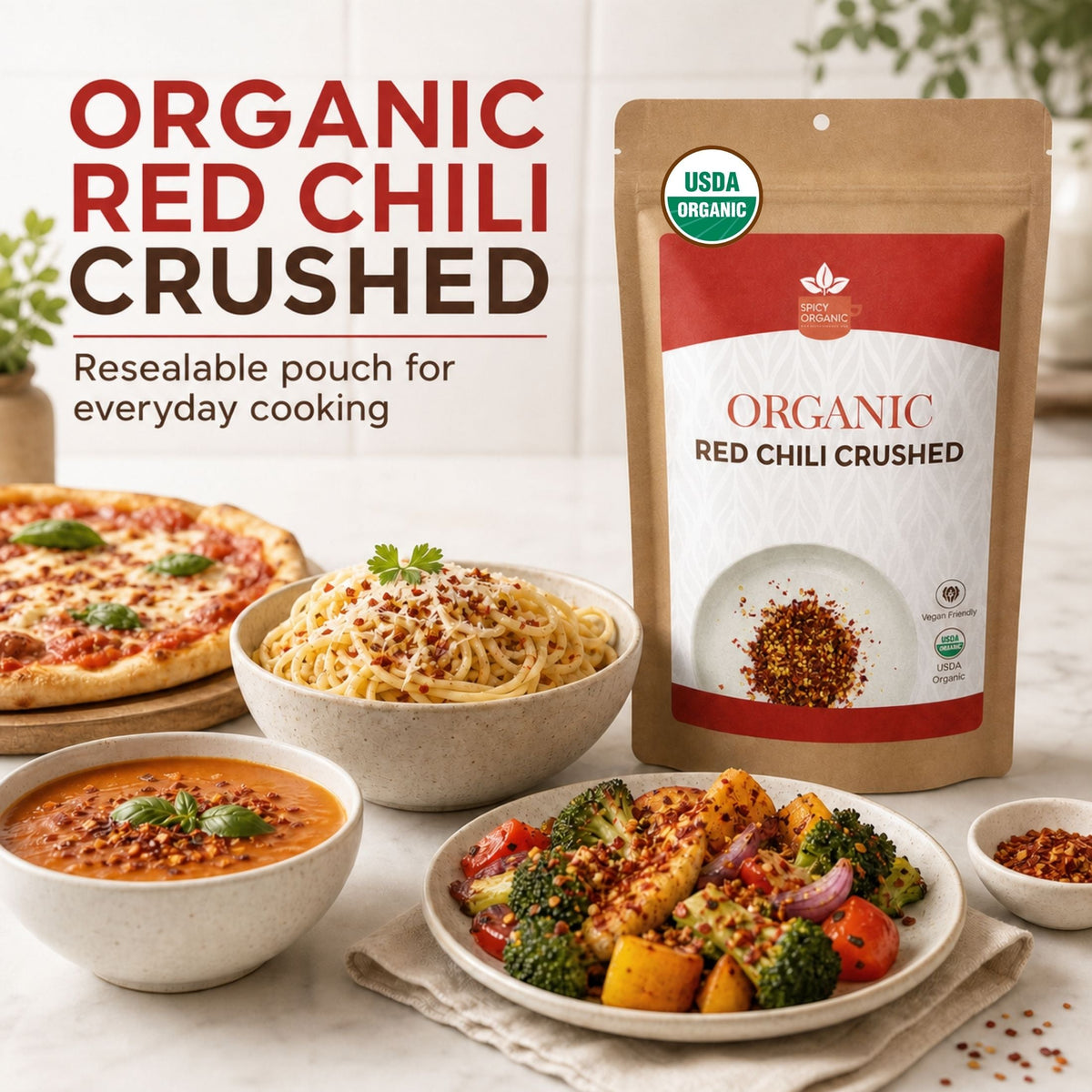 Organic Red Chili Flakes – For Pizza, Curries & Blends