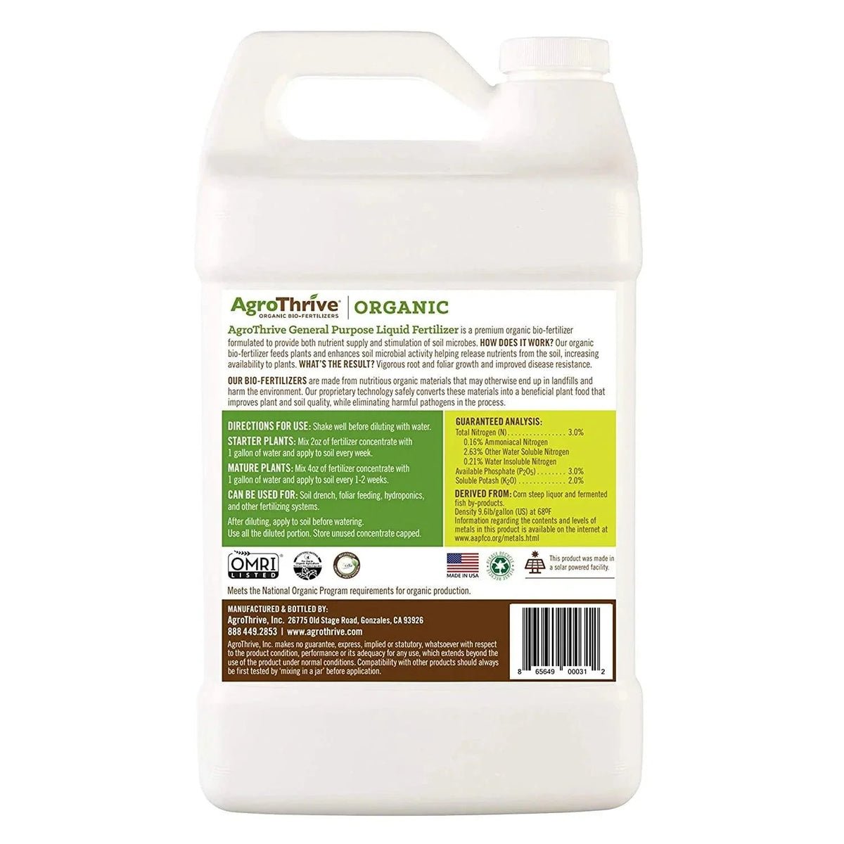 AgroThrive Organic General Purpose Fertilizer (1 gal)