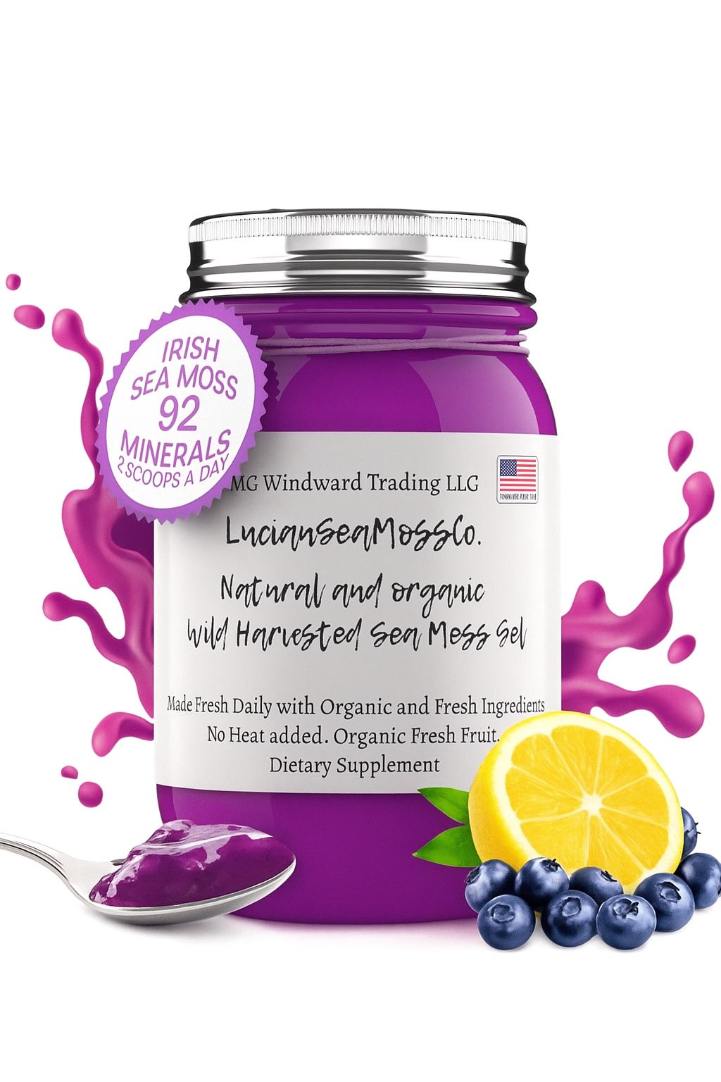Fresh Organic Blueberry Lemonade Infused Sea Moss Gel